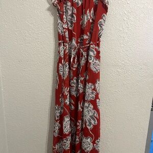 Who What Wear Red Floral Maxi Dress